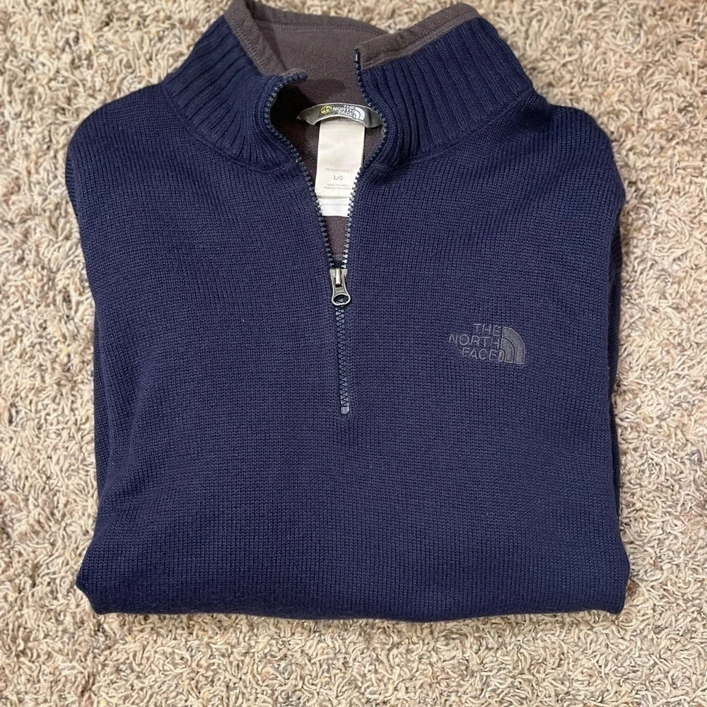 The North Face Navy 1/4 Zip Pullover Sweater Sz L NWOT